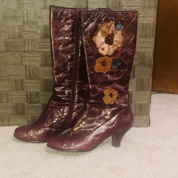 Kenzie Metallic Floral Heeled Boots - Picture 2 of 5
